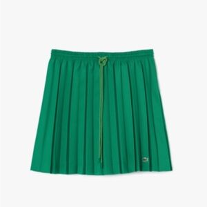 NWT LACOSTE WOMEN'S LIVE PLEATED MINI DRAWSTRING SKIRT GREEN L